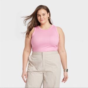 Slim fit ribbed high neck tank top